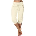 thumbnail image 1 of Timegard Womens Yoga Pants Drawstring High Waist Workout Cropped Pants Athletic Capri Pants with Pockets, 1 of 7