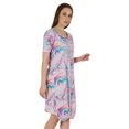 thumbnail image 3 of Moomaya Robe Midi en Jersey de Coton Imprimé pour Femmes, Col en V, Été, Manches Courtes, Longueur Genou, 3 of 4