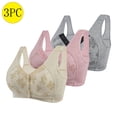 thumbnail image 2 of Posijego 3 Pack Womens Front Closure Bra Plus Size Wireless Everyday Bra No Underwire Full Coverage Bra for Women, 2 of 3