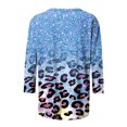 thumbnail image 4 of CEHVOM T-shirt Ample à Imprimé Léopard pour Femme, Manches 3/4, Col Rond, Haut Décontracté, Liquidation, 4 of 5