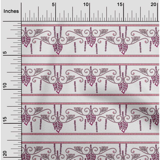 oneOone Silk Tabby Fabric Swirl & Floral Block Print Fabric By The Yard 42 Inch Wide