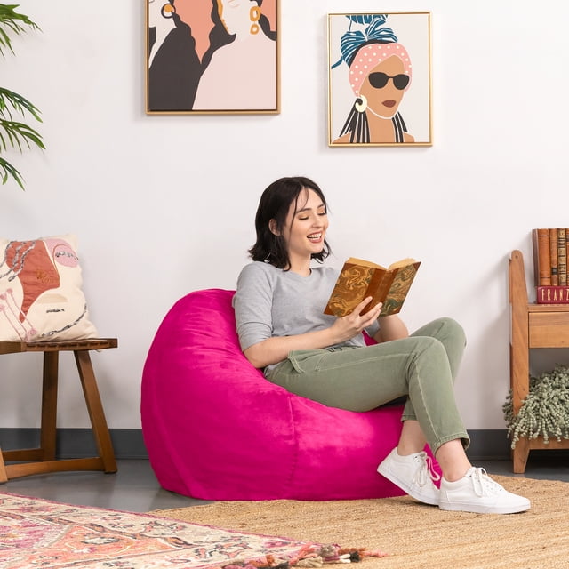 Jaxx Saxx Pouf Rond de 3 Pieds avec Housse Amovible, Fuchsia