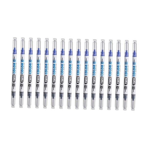 kokiya 16 Pcs Marqueurs à Pointe Longue Outils de Marquage Double Tête Séchage Rapide Polyvalent Bleu Noir