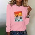thumbnail image 1 of EQWLJWE Chemisiers à Manches Longues pour Femmes Mode T-Shirts Décontractés à Manches Longues Imprimés de Printemps à Col Rond Hauts Vêtements d'Automne pour Femmes, 1 of 6
