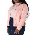 thumbnail image 4 of GRACE & GRANDEUR Veste en Denim Effiloché pour Femme Grande Taille, Lavée, à Boutons devant, Rose 3X, 4 of 6