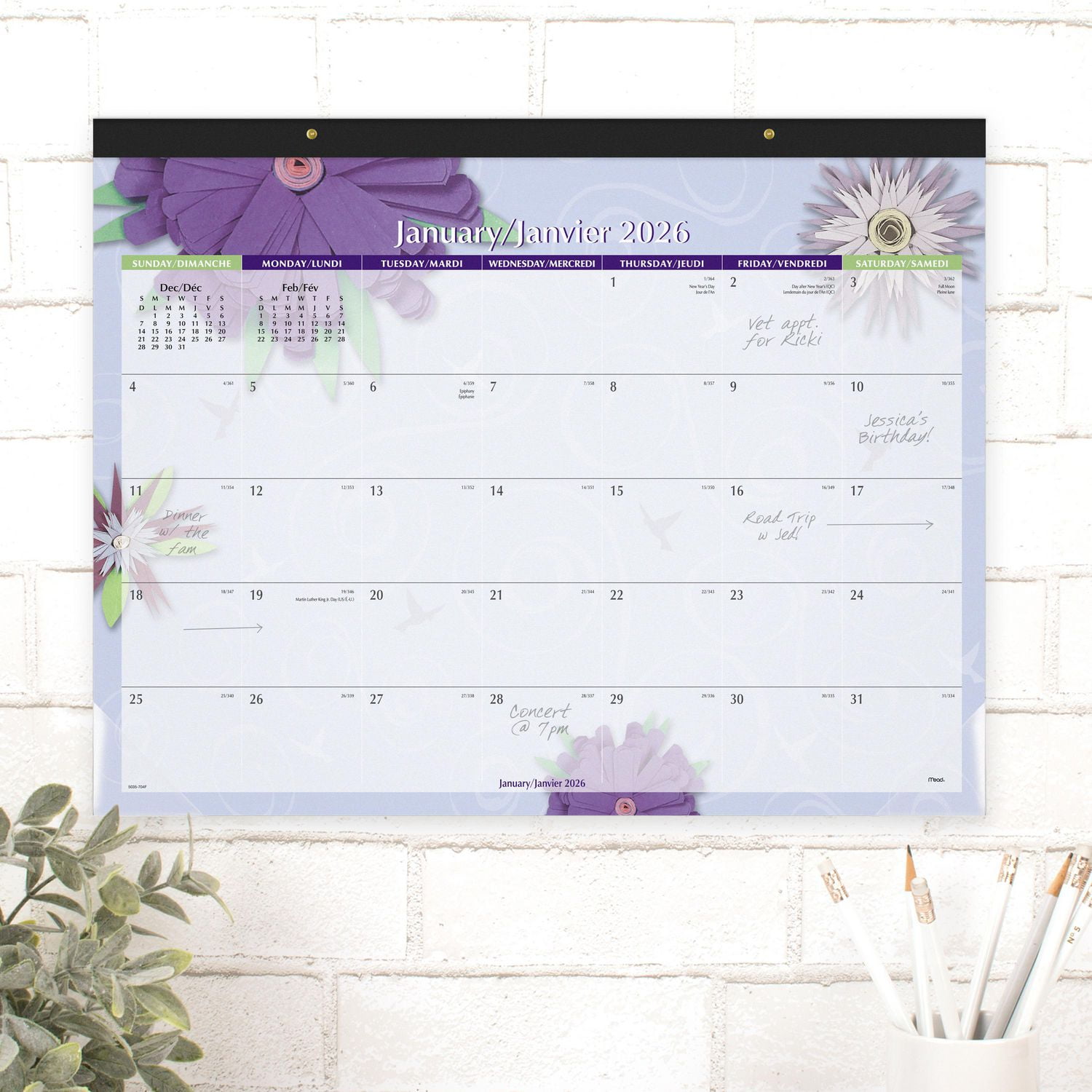 2026 Mead® Paper Flowers Monthly Desk Pad