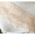 thumbnail image 2 of Stunning 1 Yard 3-Layer Pleated Tulle Lace Chiffon Fabric Ribbon Fringe Elastic Ruffle Trim Dress Collar Cuffs DIY Sewing Material, 5 Inches Width, Cream - Designed for unforgettable party accessories, 2 of 3