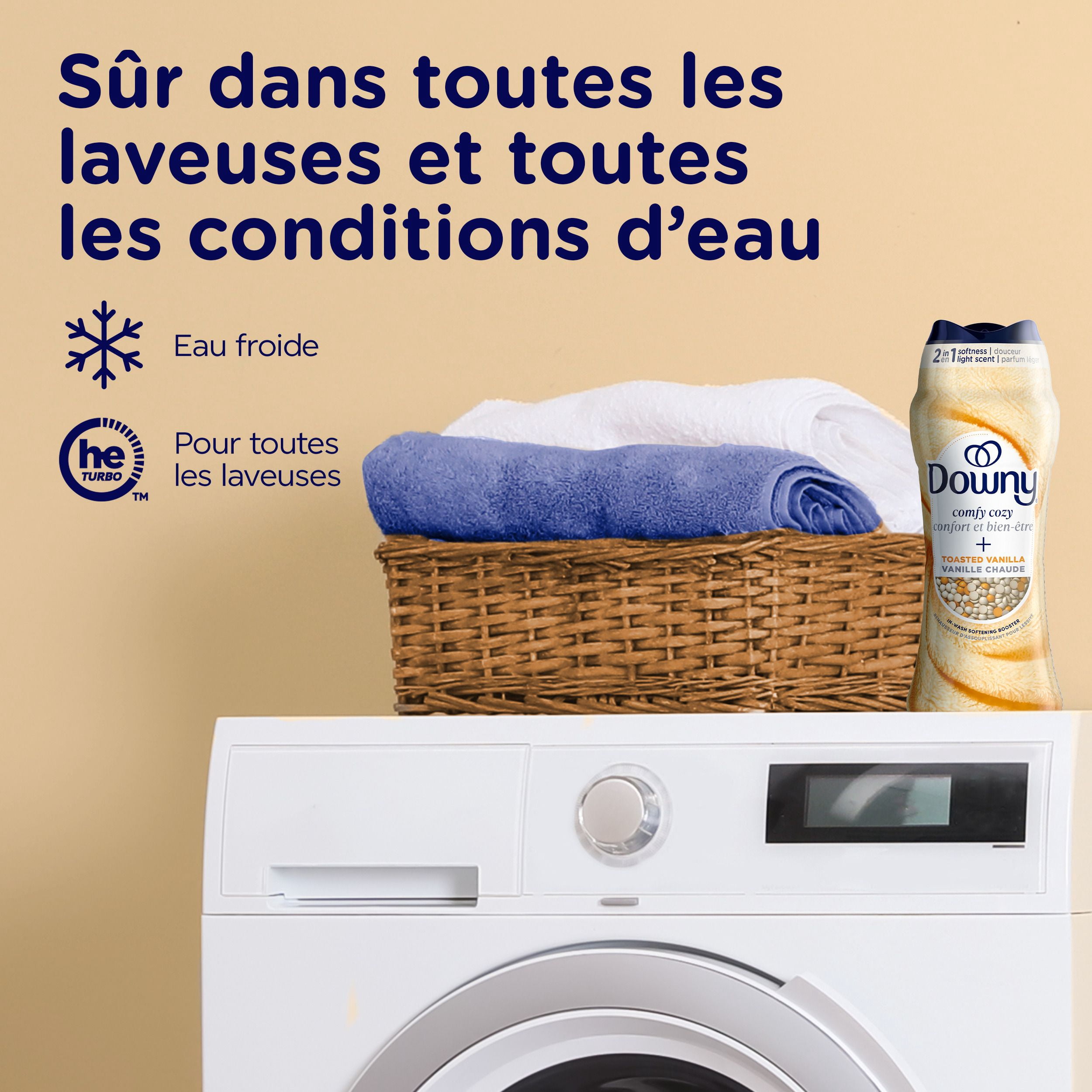 Downy Comfy Cozy In-Wash Laundry Scent Booster Beads, Toasted Vanilla Scent, Fabric Sottener Beads and Freshness
