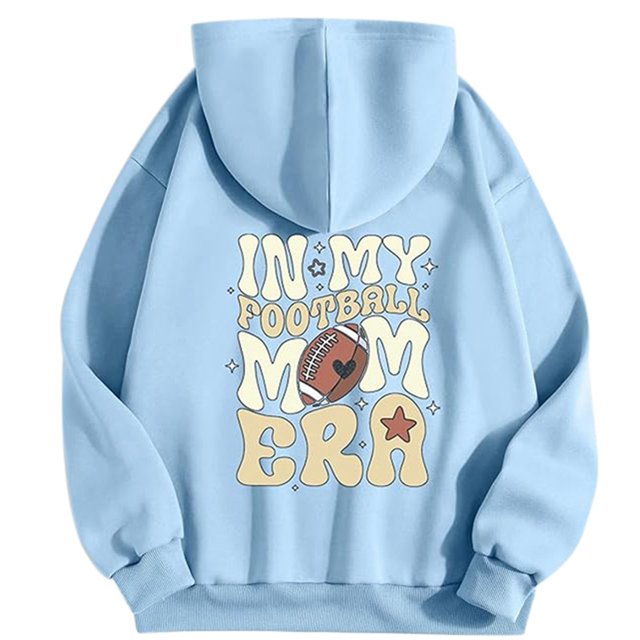 WEAIXIMIUNG Fall Sweatshirts for Women Plus Size Ladies' Autumn and Winter Fashionable Rugby Print Hooded Sweatshirt