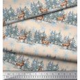 thumbnail image 3 of Soimoi White polyester Crepe Fabric Reindeer & Snowflakes Tree Decor Fabric Printed Yard 42 Inch Wide, 3 of 5