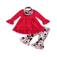 thumbnail image 1 of MesaSe Toddler Baby Girls Spring Princess Flare Pants Set O-Neck Ruffles Tops + Bell Bottom Pants Headband, 1 of 6