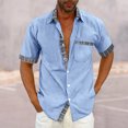 thumbnail image 2 of Kcodviy Mens Casual and Buckle Apparel Shirt Pocket Stitching Plaid Short X Large Sleeve Shirt Jacket Short Sleeve Button Down Long Sleeve Button Down, 2 of 4