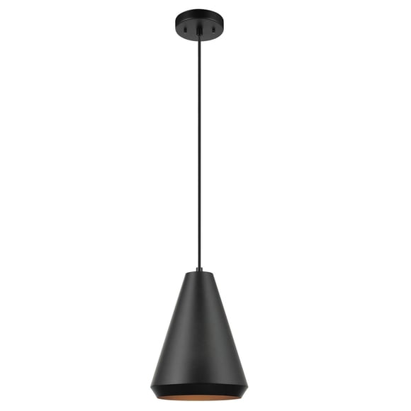 Globe Electric Harvey 1-Light Metal Pendant Lighting, Matte Black, Black Fabric Cord, 60341