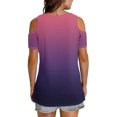 thumbnail image 4 of yoeyez Plus Size Short Sleeve Blouse Cold Shoulder V Neck Tunic Shirts Causal Color Block Tops Shirts Relaxed Fitted Comfy Pullover Blouse Limited Time Deals Pink L, 4 of 6