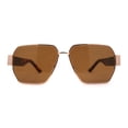 thumbnail image 3 of Womens Metal Rim Oversize Mafia Mob Fashion Sunglasses Gold Tortoise Brown, 3 of 4