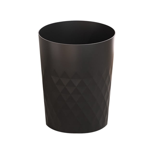 Black Trash Can With Pressure Ring For Kitchen Bathroom Home Office No Lid Waste Bin Garbage Can Plastic Rubbish Basket 9.84X7.87 Inches 0.64 Lbs