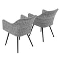 thumbnail image 3 of Modway Endeavor 19" Rattan & Fabric Patio Dining Armchair in Gray (Set of 2), 3 of 6