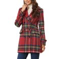 thumbnail image 1 of INSPIRE CHIC Manteau à Carreaux à Manches Longues à Col Cranté pour Femmes Rouge Vert P, 1 of 6