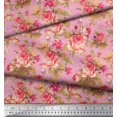 thumbnail image 2 of Soimoi Tissu en Poly Georgette à Carreaux, Imprimé Floral Feuilles et Roses au Mètre 52 Pouces de Large, 2 of 3