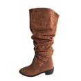 thumbnail image 2 of EGNMCR Knee High Boots Women's Fall Winter Flock Solid Color Long Boots Middle Heels Boots Pointed-Toe Knee High Boot, 2 of 6