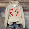 thumbnail image 2 of WEAIXIMIUNG Sweat à Rayures pour Femmes Automne et Hiver 2025 Tendance avec Capuche et Imprimé Lettre, 2 of 4