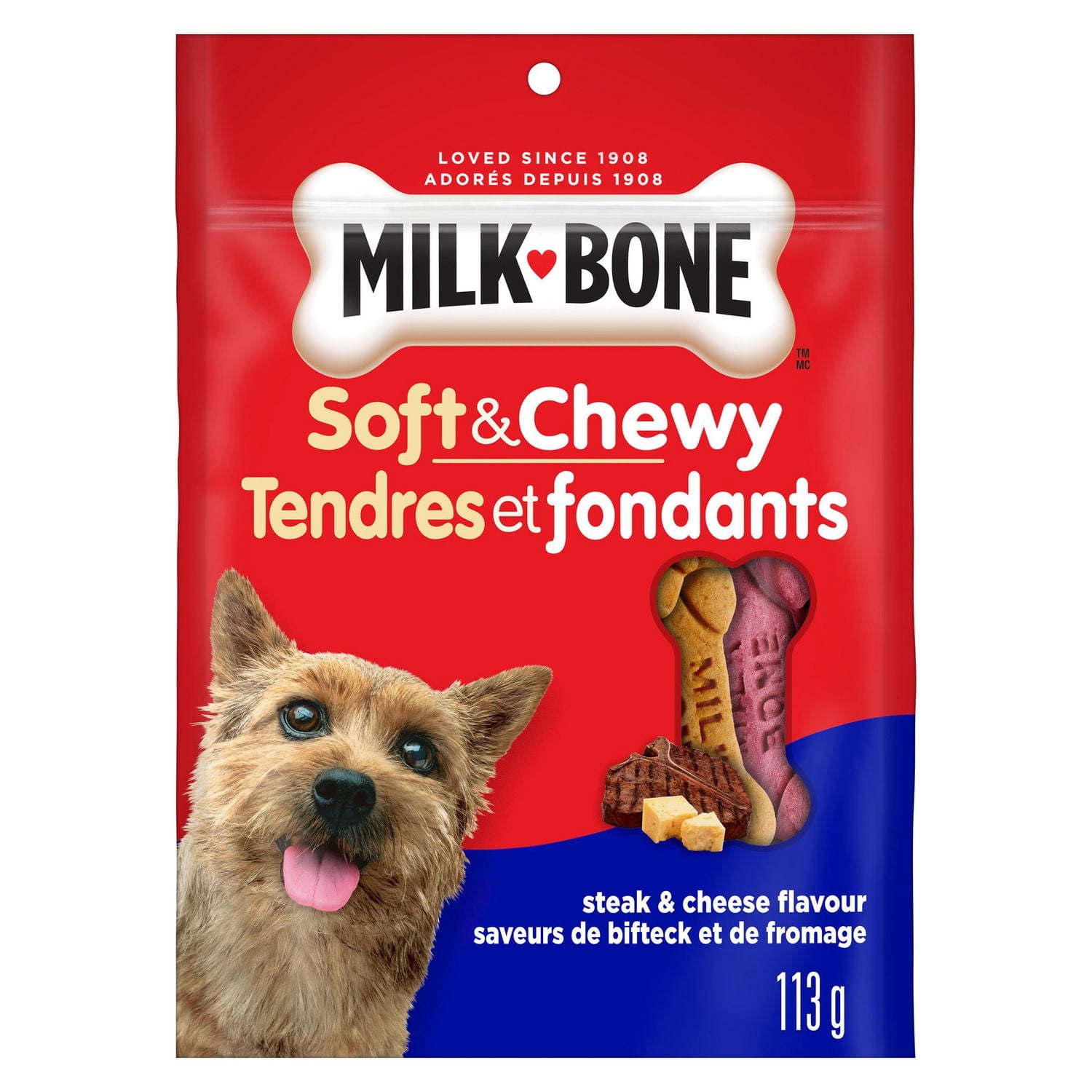 Milk-Bone Soft & Chewy Dog Treats, Steak & Cheese Flavour