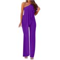 thumbnail image 1 of Besolor Women's 2024 Summer Casual Elegant Jumpsuits Ruffle a Shoulder Long Pants Wide Leg Rompers for Work Party, 1 of 6