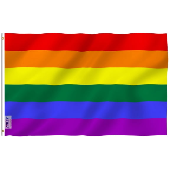 ANLEY Fly Breeze] [ Drapeau Arc-en-Ciel 3 X 5 Pieds - Couleur Vive et Résistant à la Décoloration UV - En-Tête en Toile et Oeillets en Laiton - Drapeaux de Bannière de Fierté Gay