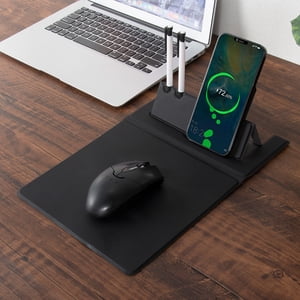 Chmadoxn Chargeur sans fil, Chargeur portable 15W Chargeur sans fil rapide pliant support de téléphone Bureau Maison charge rapide Mouse Pad avec Pen Plug charge sans fil