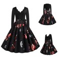 thumbnail image 1 of Robe Patchwork pour Femmes Robes Rockabilly Vintage Robe de Fête de Noël avec Nœud, 1 of 7