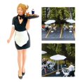 thumbnail image 3 of RM 1:64 Scale Painted People Waiter Woman Man Street Scene Layout Waitress Black, 3 of 8