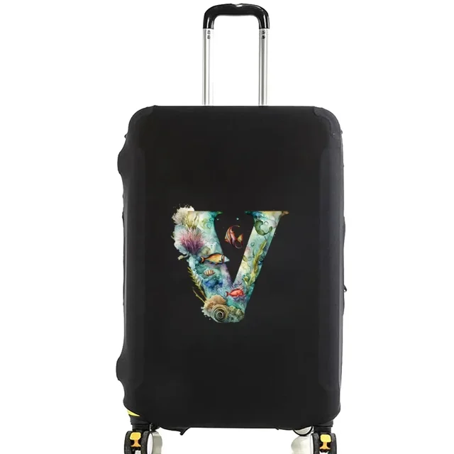 Luggage Covers Protective Cover Travel Luggage Scratch Proof Dust Cover Reusable Dust Cover Washable Fish Letter Print Pattern 8fish letter V L