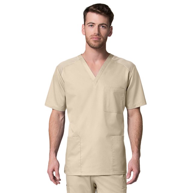 Maevn Uniforms Men's V-Neck Mesh Panel Solid Scrub Top