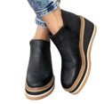 thumbnail image 1 of CAROOTU Bottines pour Femmes Couleur Unie Bout Rond Chaussures Compensées Décontractées, 1 of 6