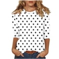 thumbnail image 1 of Lenpel T-Shirts pour Femmes Grande Taille Décontractés à Manches 3/4 Col Ras du Cou Imprimés Tee Hauts Tuniques de Printemps Été, 1 of 5