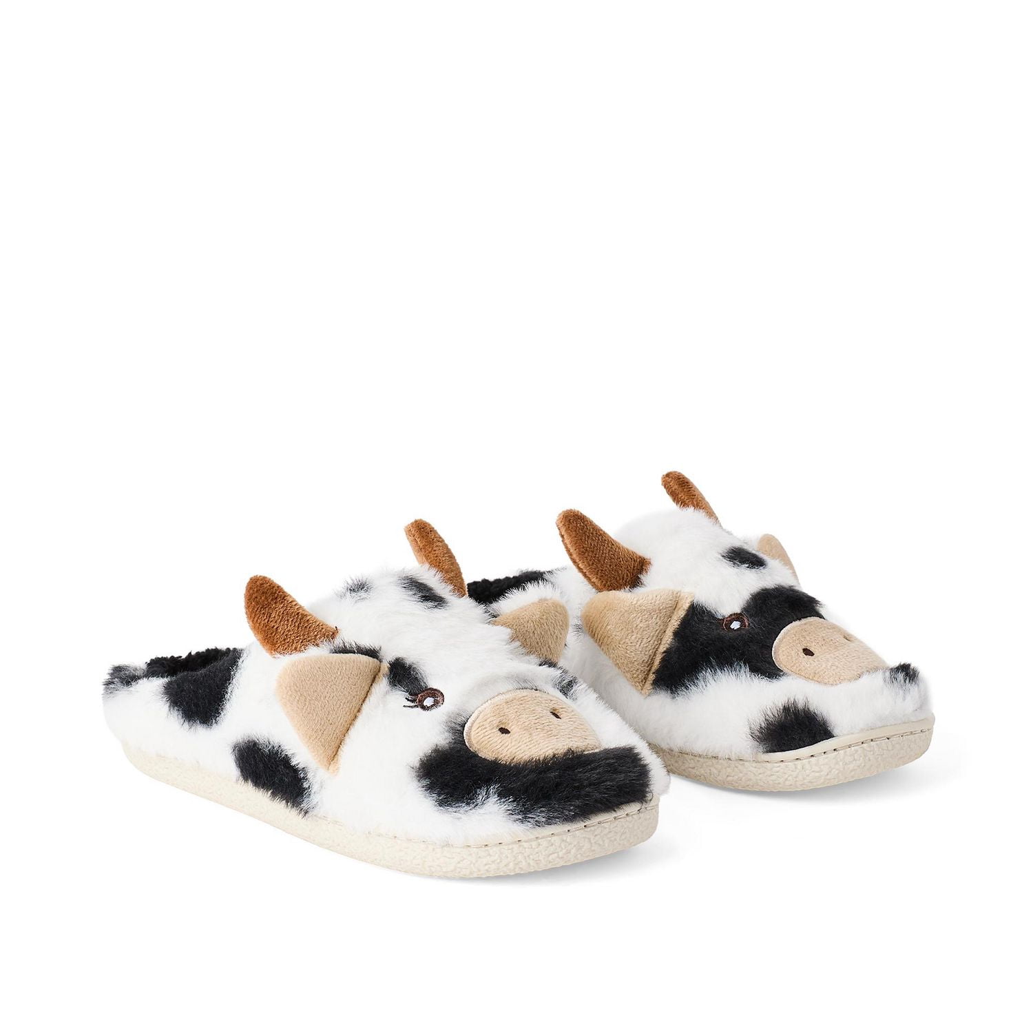 Pantoufles en peluche à motif de vache George pour femmes