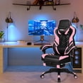 thumbnail image 3 of Gymax Office Computer Desk Chair Gaming Chair Adjustable Swivel w/Footrest Pink, 3 of 10