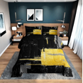thumbnail image 1 of Erosebridal Modern Minimalst Bedding Full Comforter Set, Black Gold Down Comforter, Geometry Stripes Decor, Reversible, 1 of 4