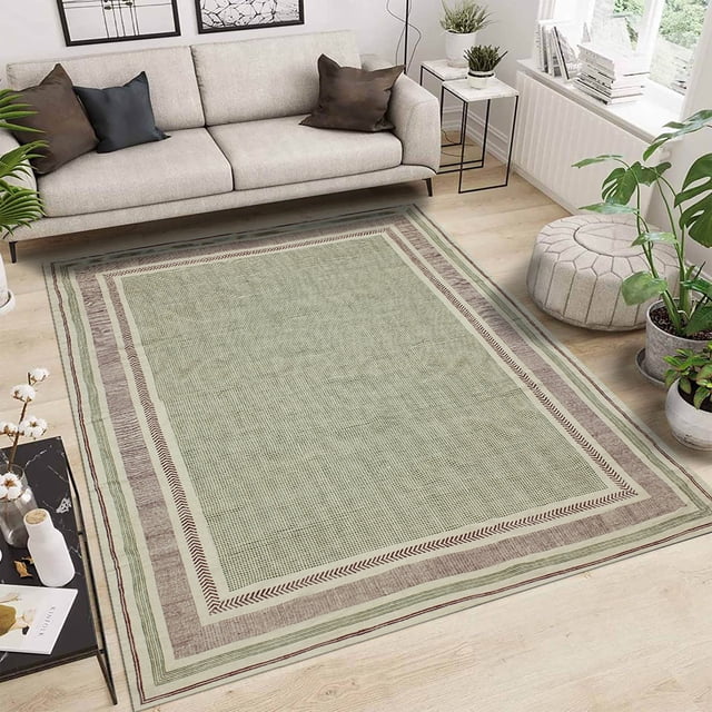 Casavani Tapis de Sol Tissé à la Main Imprimé au Bloc, Vert 12x18 Pieds