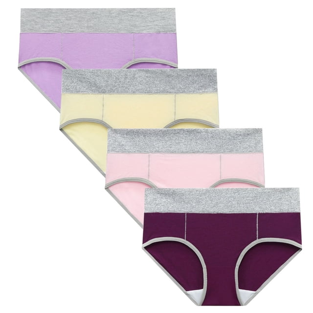 RKSTN 4Pc Womens Boxer Briefs High Waist Full Coverage Briefs Soft Breathable Postpartum Panties Patchwork Color Stretch Underpants