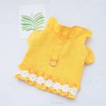 thumbnail image 4 of CBFFDC Pet Outfit White Flowers Decor Pet T shirt with Front Bowknot Ruffle Collar Spring Summer Puppy Tee Clothes, 4 of 7