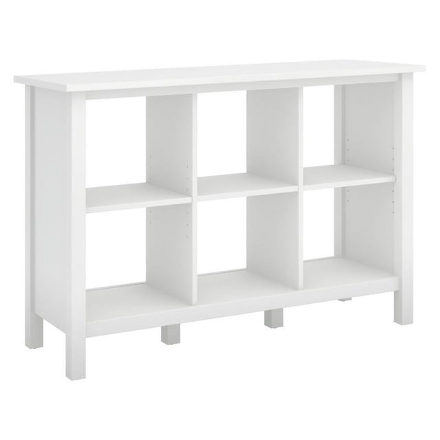 Bush Furniture Broadview Bibliothèque en Bois à 6 Cubes de Rangement, Blanc Pur