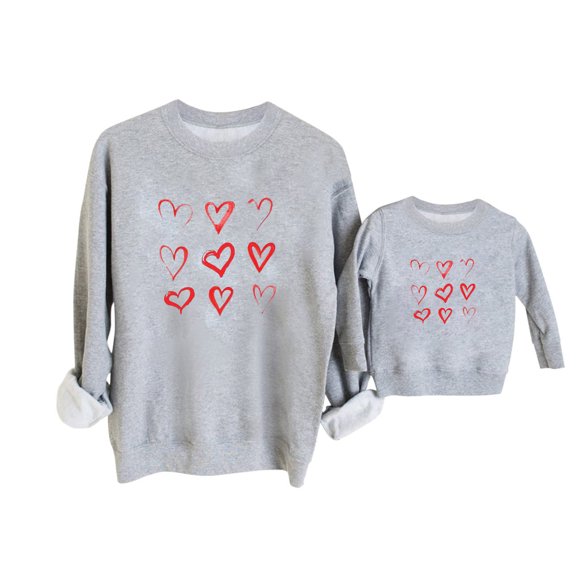 Penkiiy Mommy and Me Shirt Love Print Long Sleeve Round Neck Sweatshirt Tops Family Matching Clothes Outfits Hot Pink 2-3 Years