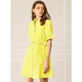 thumbnail image 3 of INSPIRE CHIC Women's Casual Short Sleeve Solid Color Button Down Shirt Dress, 3 of 4