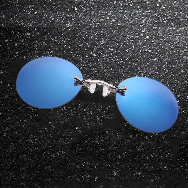 Lunettes de Soleil Rétro 2024 Rondes Sans Monture Mode à Clip pour le Nez pour Hommes Lunettes de Cyclisme