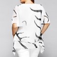 thumbnail image 4 of Plus Size Blouse Women Blouse Flared Sleeve Irregular Hem Colorblock Plus Size Top, 4 of 9