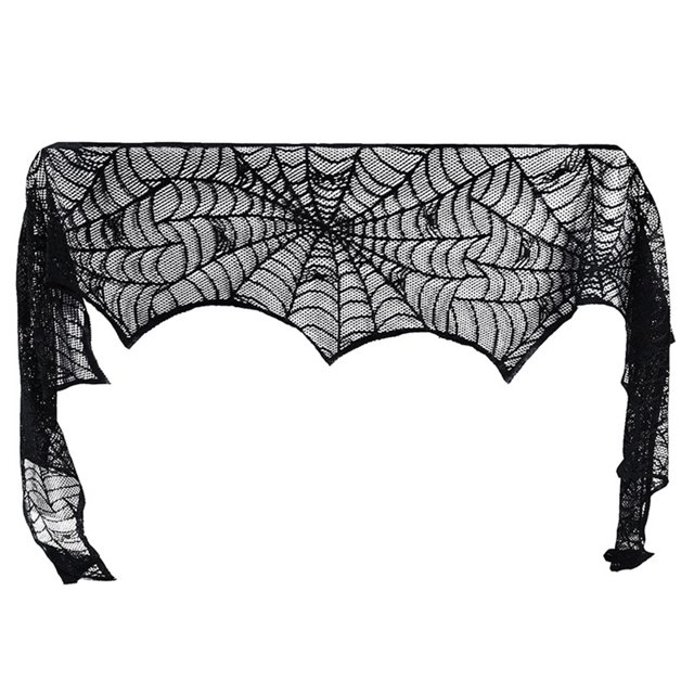 QualitChoice Décoration d'Halloween Cheminée Manteau Léger Résistant à l'Usure Housse Foulard Noir 45x244cm 1Set