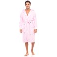 thumbnail image 1 of Men's Waffle Wave Hooded Robe Spa Robes 100% Terry Cotton Bathrobes Calf Length Pink XL, 1 of 8