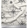 thumbnail image 1 of Soimoi White Moss Georgette Fabric Direction Compass Nautical Print Fabric by Yard 42 Inch Wide, 1 of 5