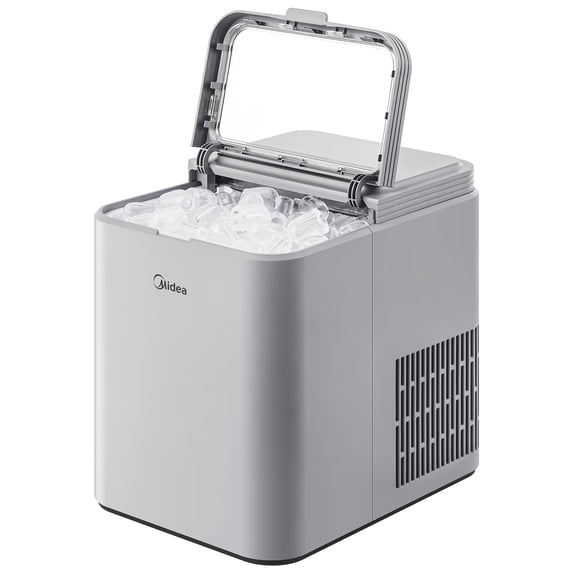 Midea MERI26B1AGY Countertop Bullet-Ice Maker, 8 Ice Bullets Ready in 6 Minutes, 26lbs/24H, Self-Cleaning Function with Ice Scoop and Basket for Home/Office/RV